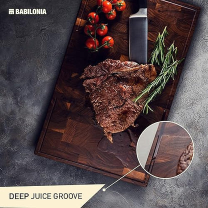 American Walnut Wood Cutting Board, End Grain Butcher Block for Kitchen