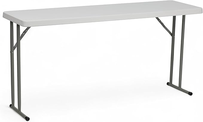 Flash Furniture Kathryn 5' Rectangular Plastic Folding Table, Long Plastic Foldable Table for Indoor/Outdoor Events, White