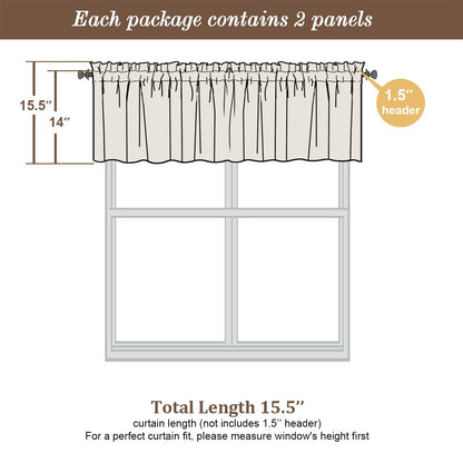 Light Blue Sheer Valances for Windows 2 Pack (2 Count)