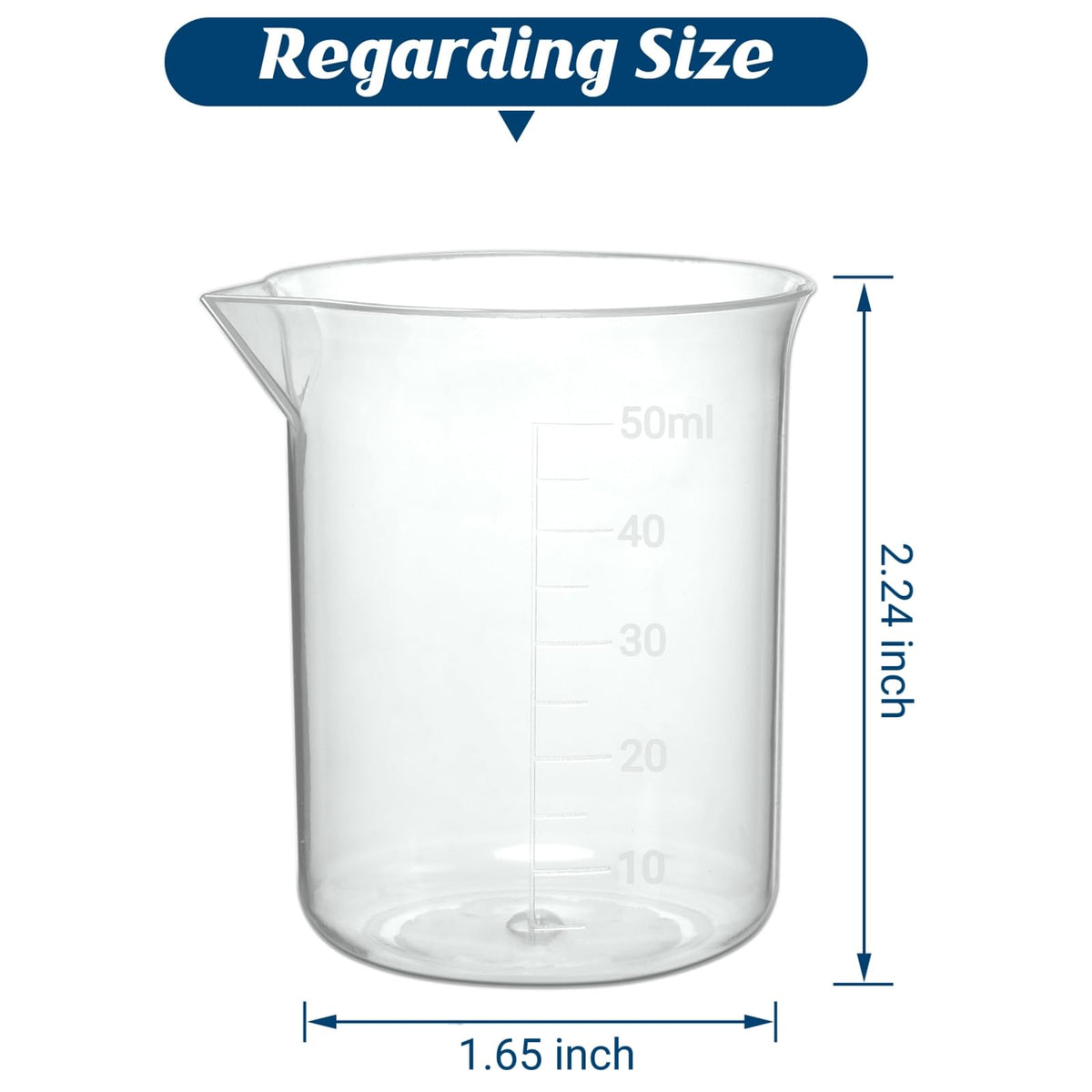 50ml Plastic Laboratory Beakers with Transparent Measuring Scale (15 Count (50ml))