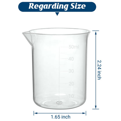 50ml Plastic Laboratory Beakers with Transparent Measuring Scale (15 Count (50ml))