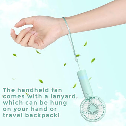 Tujoe 6 Pcs Mini Powerful Handheld Fan 3 Speed Personal Small Portable Rechargeable Fan with Base USB for Women Eyelash Makeup Office Travel Beach Indoor Outdoor (Green)