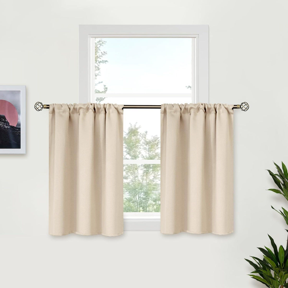 Small Cafe Curtains 24 Inch Length (2 Count)