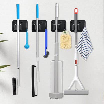 4 Pack Broom Holder with Heavy Duty Hooks (4 Count)