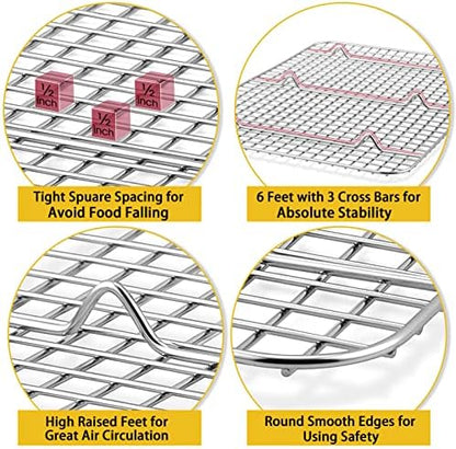 P&P CHEF 15.3 Inch Stainless Steel Cooling Baking Rack Set of 2