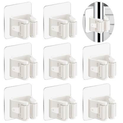8 Pack Self Adhesive Broom Holder Wall Mount (8 Count)