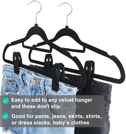 Black Velvet Hangers Clips 20 PCS (20 Count)