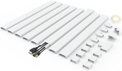 Wire Covers for Cords On Wall - Cord Management on Wall for Home and Office, Paintable PVC Cable Raceway Cover (White, 125")