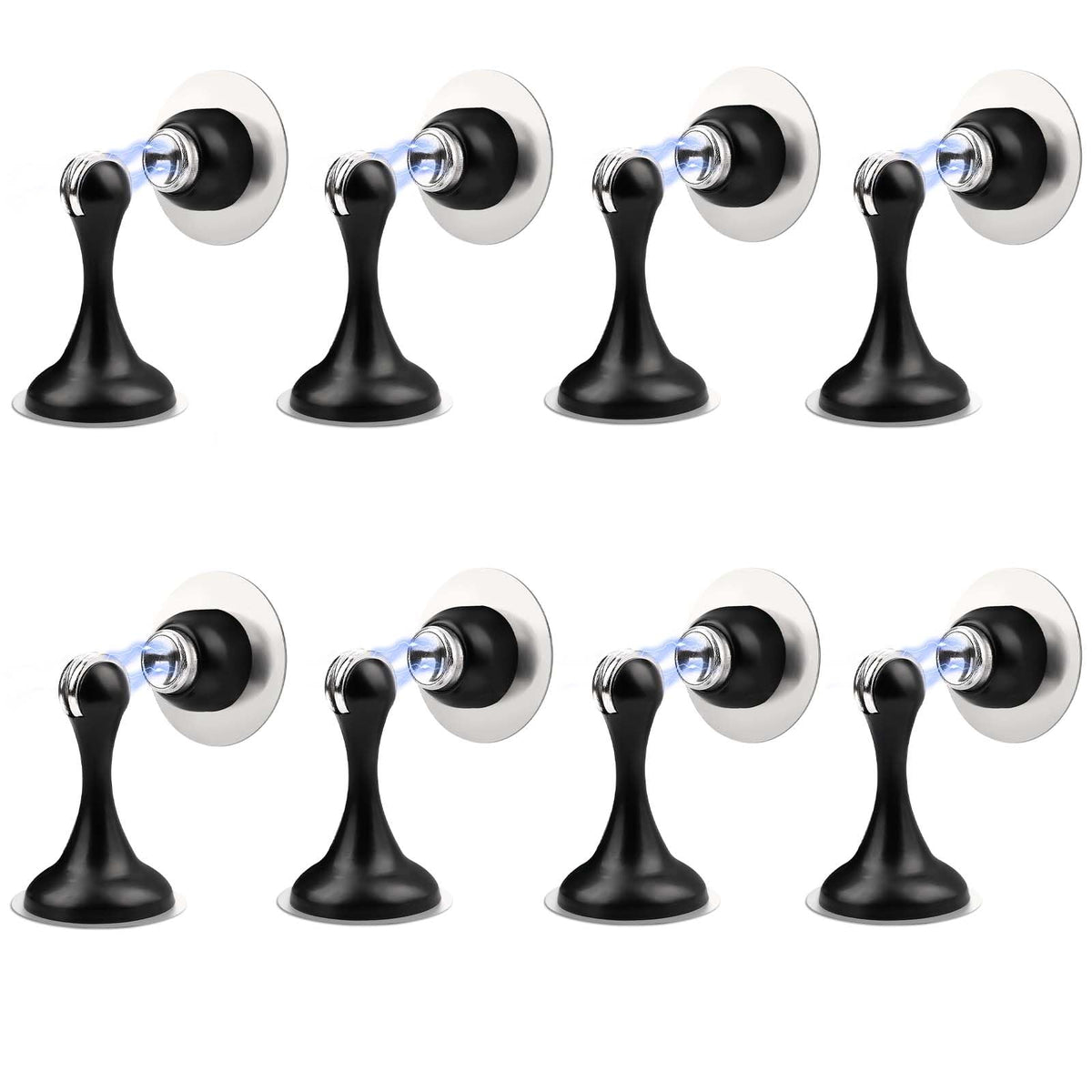 Black Magnetic Door Stoppers for Bottom of Door (8 Count)