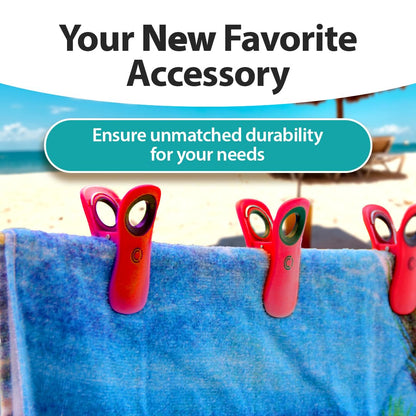 Core Clip Towel Clips for Beach Chairs Pool & Lounge Chairs on Cruise Boat (4 Count)
