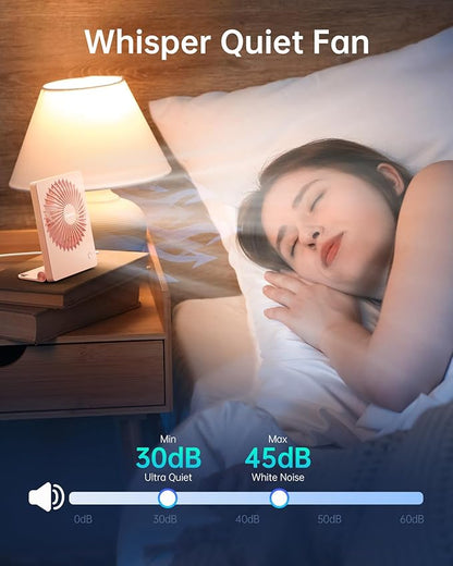 TriPole Mini Desk Fan USB Powered Portable Fan Small Personal Fan 3 Speeds Strong Airflow Table Fan for Travel Home Office Bedroom Desktop, 3.3ft Cable (No Battery, Pink)