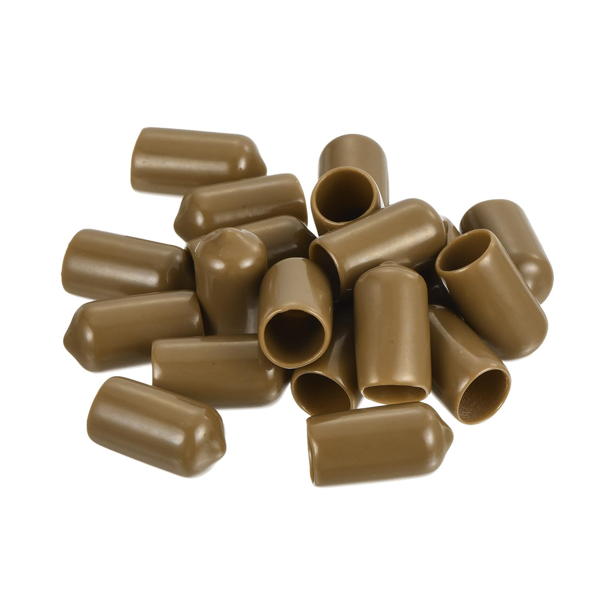 20pcs Rubber End Caps 10.5mm ID Vinyl PVC Round Tube Bolt Cap Cover Screw Thread Protectors Light Brown