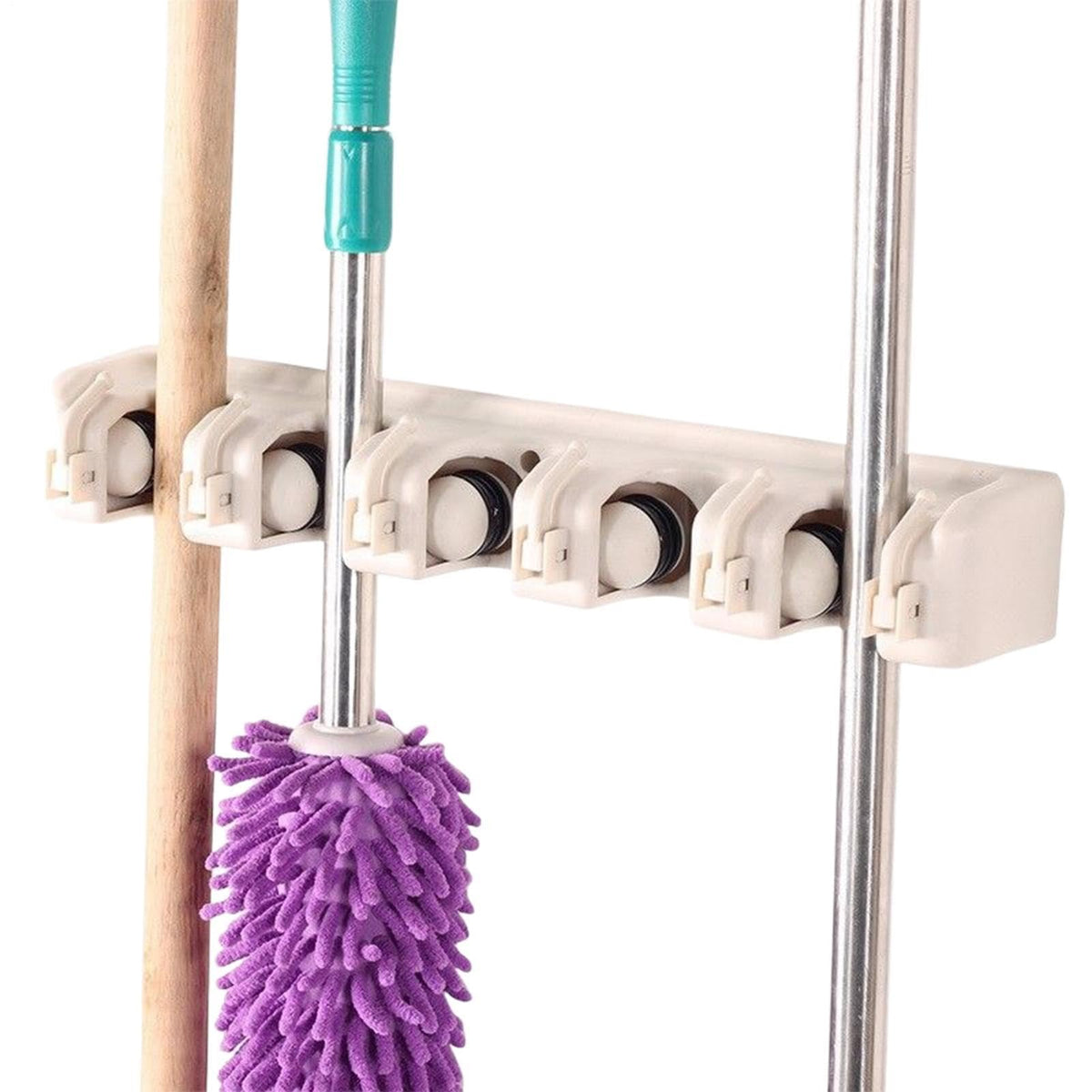 Mop Holder Wall Mount 5 Slots Heavy Duty Organizer