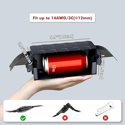 Flemoon IP55 Small Outdoor Electrical Box Waterproof (Inner 5.9 x 3.2 x 1.8inch), Extension Cord Cover with Detachable Awning Covers for Plug, Outlet, Holiday Lights, Gray