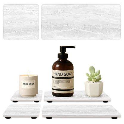 4 Pcs Water Absorbent Stone Dry Tray for Bathroom Sink Kitchen Counter Tray