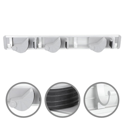 Punch free Wall Mounted Mop and Broom Holder Rack with Space Aluminum Hooks
