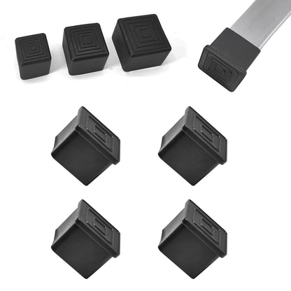 4 Pcs 1-3/4" x 1-3/4" Black Square Rubber Chair Leg Caps (4 Count)