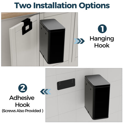 Stainless Steel Hanging Trash Can with Lid and Inner Bucket