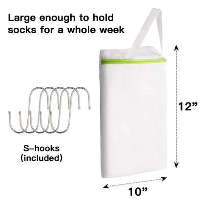 5 Pack Hanging Mesh Laundry Bags with S Metal Hooks (5 Count)