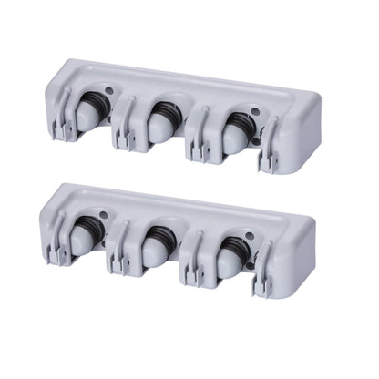 2 Pack Mop and Broom Holder Wall Mounted 3 Position Storage Rack with 4 Retractable Hooks Holds up to 7 Tools Utility Weatherproof Holder for Garage Storage Systems Broom Organizer