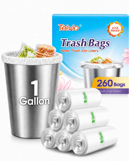 Small Clear Trash Bags 1 Gallon 260 Counts Garbage Bags