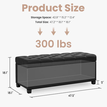 Leather Storage Ottoman Bench for Bedroom