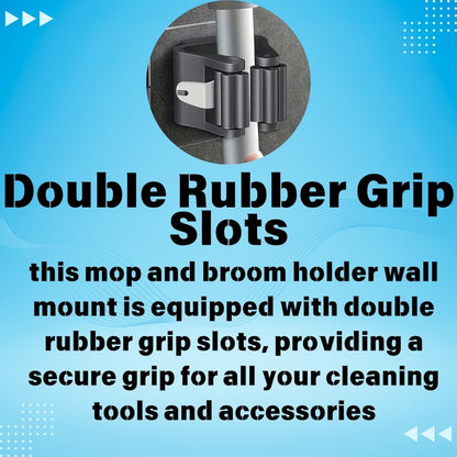 4 Hooks Mop and Broom Holder Wall Mount