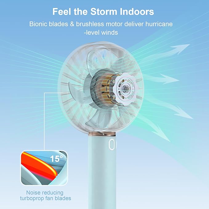 Mini Fan Portable Handheld Fan, USB Rechargeable Personal Fan with Base, 10H Long Lasting Battery Mini Pocket Cooling Fan for Desktop Travel Outdoor Vacation Concert Lash Makeup Use