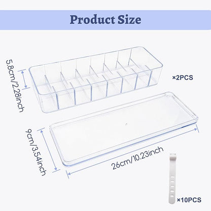 2 Pack Cable Organizer Box with Wire Ties Plastic Cord Storage Box with Lid for Home Office Organizers Storage Accessories