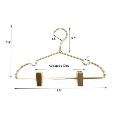 12.5" Gold Metal Baby Clothes Clips Hanger Children Kids Coat Hanger Display and Storage 10Pack (10 Count)