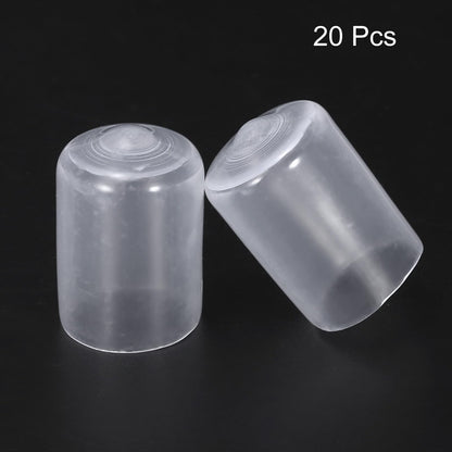 20pcs Rubber End Caps 15mm ID Vinyl PVC Round Tube Bolt Cap Cover Screw Thread Protectors Clear