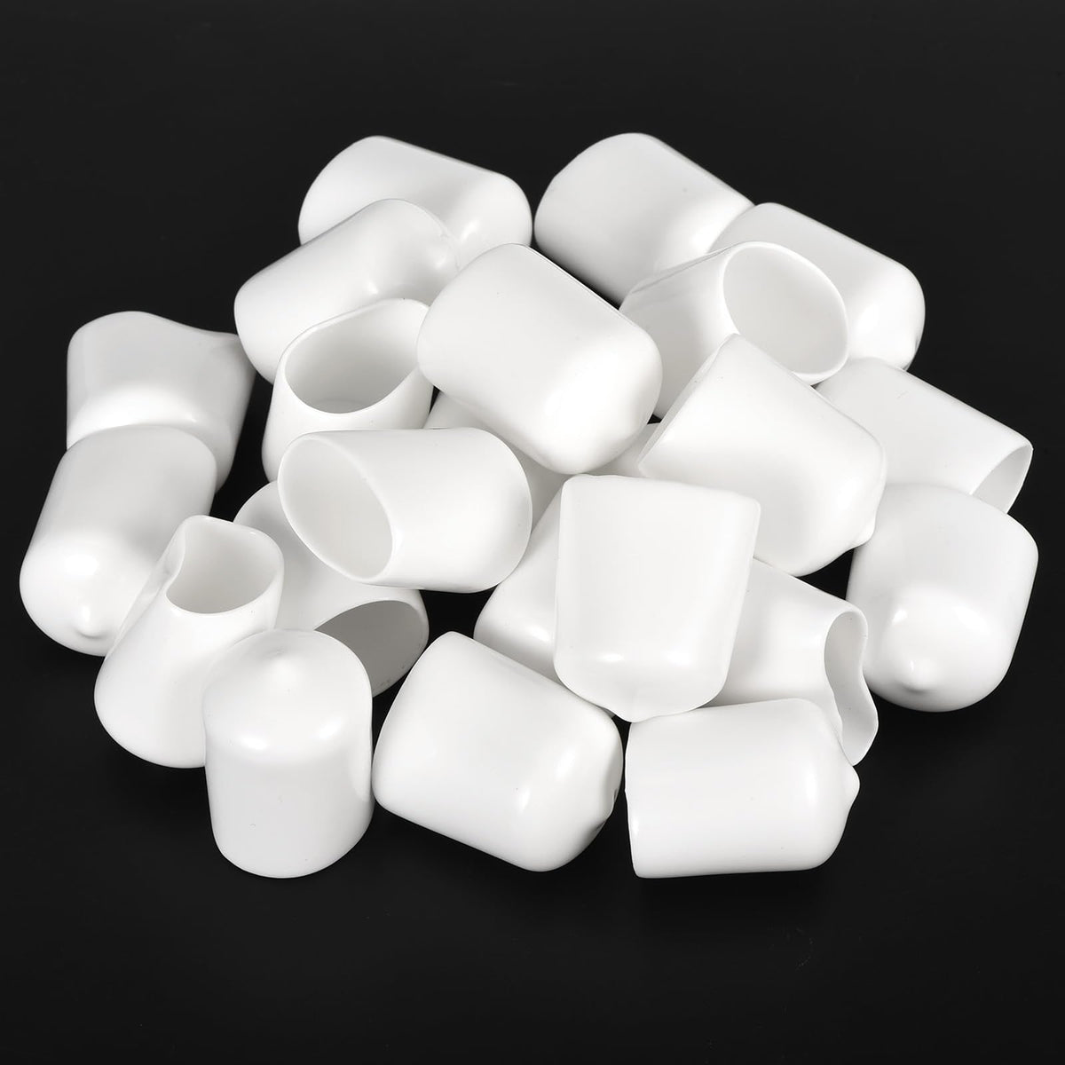 20pcs Rubber End Caps 20mm ID Vinyl Round End Cap Cover Screw Thread Protectors White
