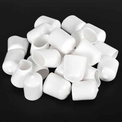 20pcs Rubber End Caps 20mm ID Vinyl Round End Cap Cover Screw Thread Protectors White