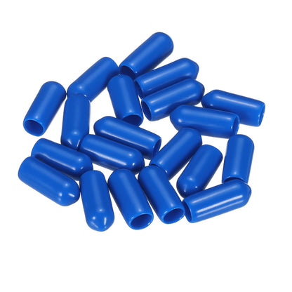 20pcs Rubber End Caps 5.5mm ID Vinyl PVC Round Tube Bolt Cap Cover Screw Thread Protectors Blue