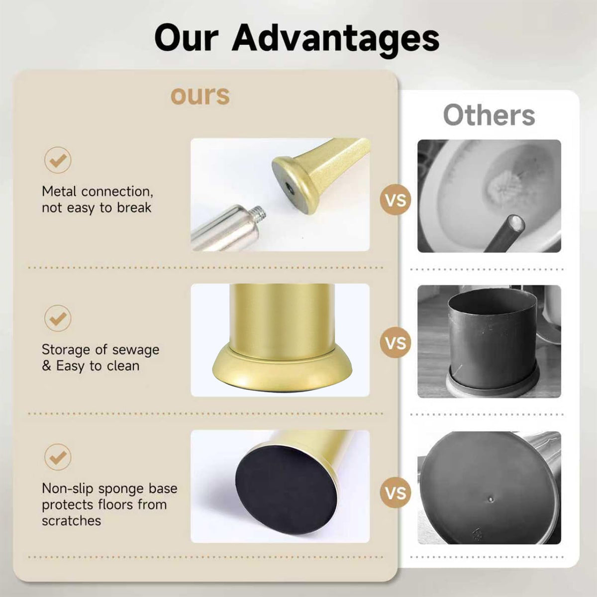 Gold Toilet Brush and Holder