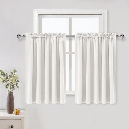 Short Blackout Curtains 60 x 36 Inch Long for Kitchen RV Bunk Ivory (2 Count)