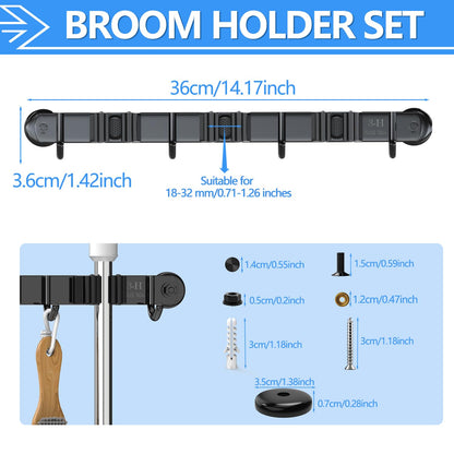 Magnetic Broom Holder Wall Mount 2 Pack (2 Count)