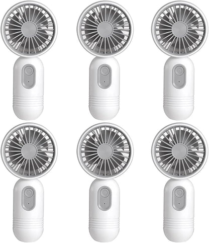 Mini Portable Fan 6 Pack, Cute Handheld Battery Operated Lightweight Small Personal Fans with 3 Speeds and USB Rechargeable Eyelash Fan for Stylish Girl Kids Women Men Office Outdoor Travel Camping