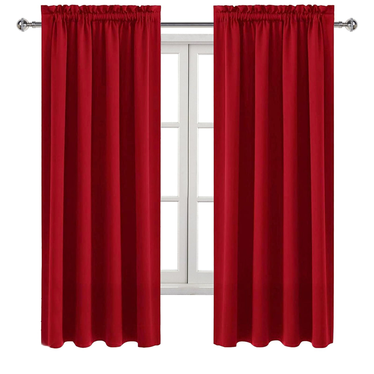 Blackout Curtains for Bedroom Living Room 38 x 63 Inch Long Red (2 Count)