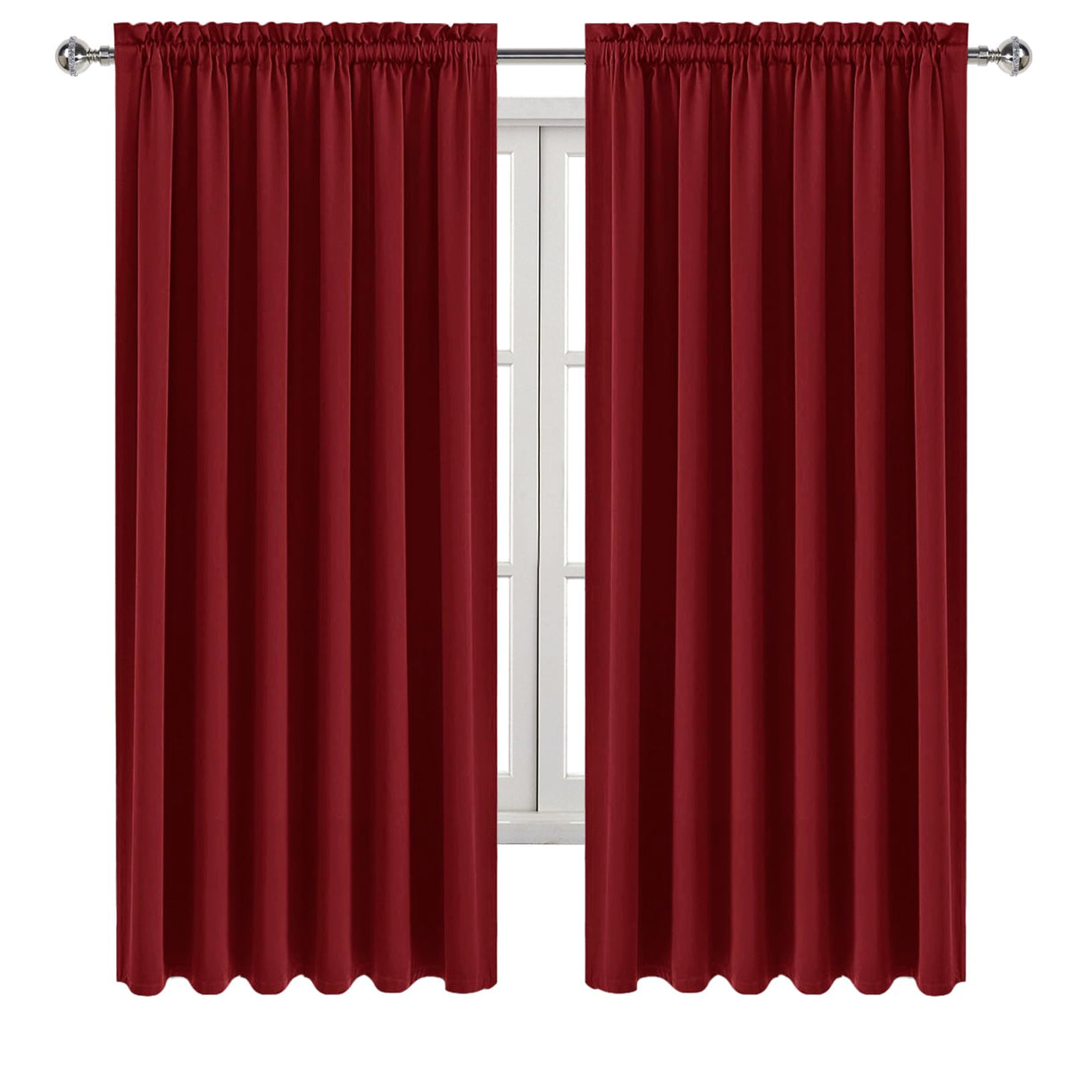 Wide Blackout Curtains for Living Room 70 x 63 Inch Long Burgundy (2 Count)