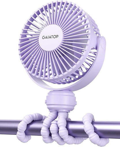 Gaiatop Mini Electric Fan with 360 Rotation, 5.5mm Gaps, Rechargeable Battery, 3 Speeds, Purple