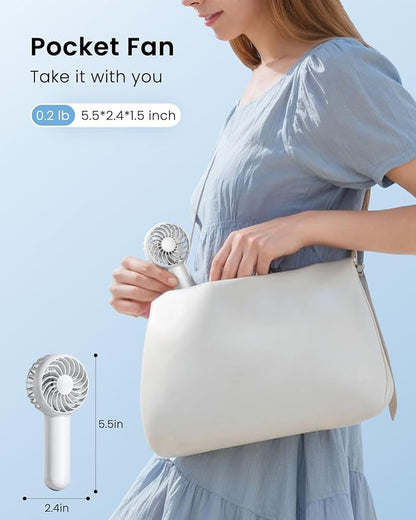 Gaiatop Mini Portable Handheld Fan, 3 Speed Powerful Battery Operated, Small USB Rechargeable Personal Fan for Makeup Eyelash, Camping Beach Airplane Travel Essentials for Women Girls