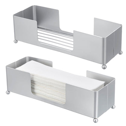 Modern Silver Tone Metal Countertop Folded Paper Towel Holders (2 Count)