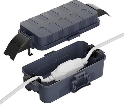Flemoon IP55 Small Outdoor Electrical Box Waterproof (Inner 5.9 x 3.2 x 1.8inch), Extension Cord Cover with Detachable Awning Covers for Plug, Outlet, Holiday Lights, Gray