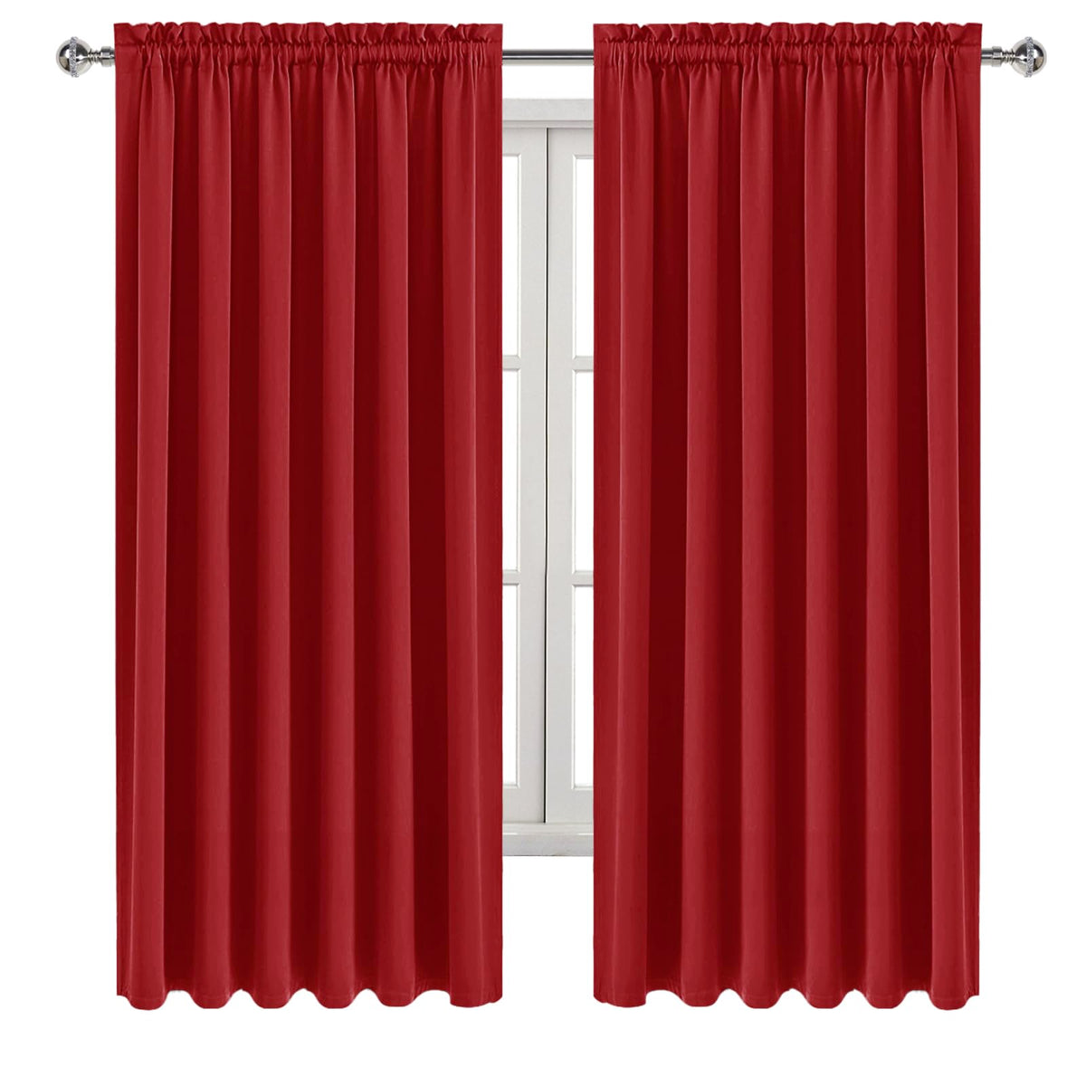 Wide Blackout Curtains for Bedroom Living Room 70 x 72 Inch Long Red
