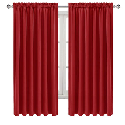 Wide Blackout Curtains for Bedroom Living Room 70 x 72 Inch Long Red