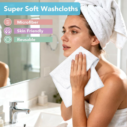 Wash Cloths Face Towels 12x12 Inch 10 Pack (10 Count)