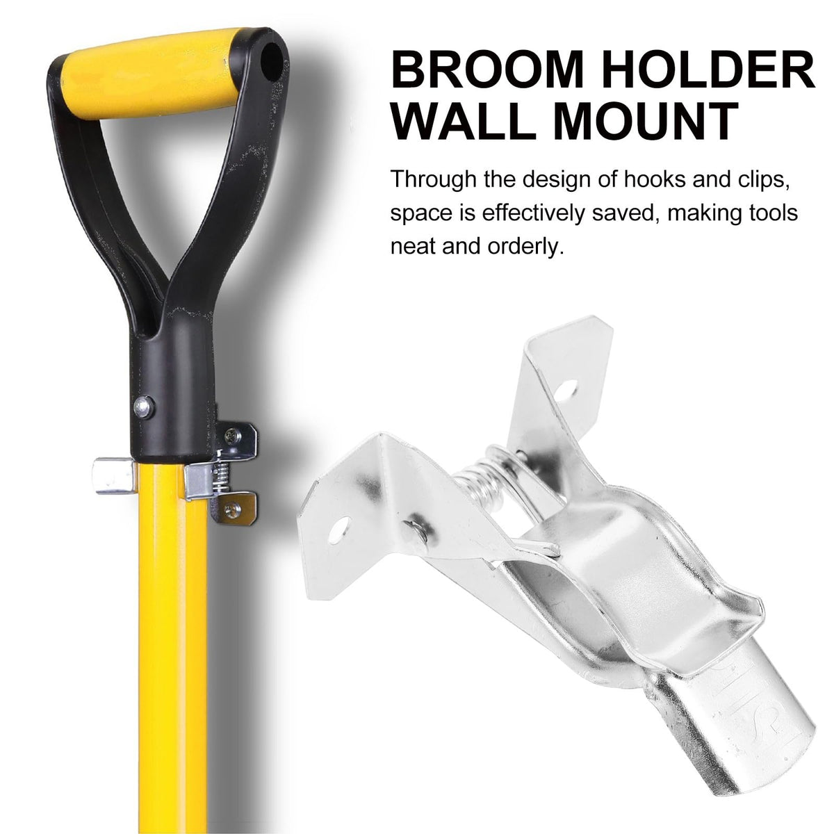 10pcs Wall Mounted Broom and Mop Holder Utility Hooks Heavy Duty Plastic Clips for Household Cleaning Tool Organization