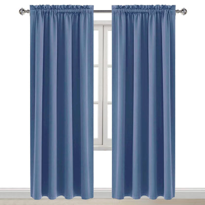 Blackout Curtains for Bedroom 52 x 84 Inch Long Dusty Blue 2 Panels (2 Count)