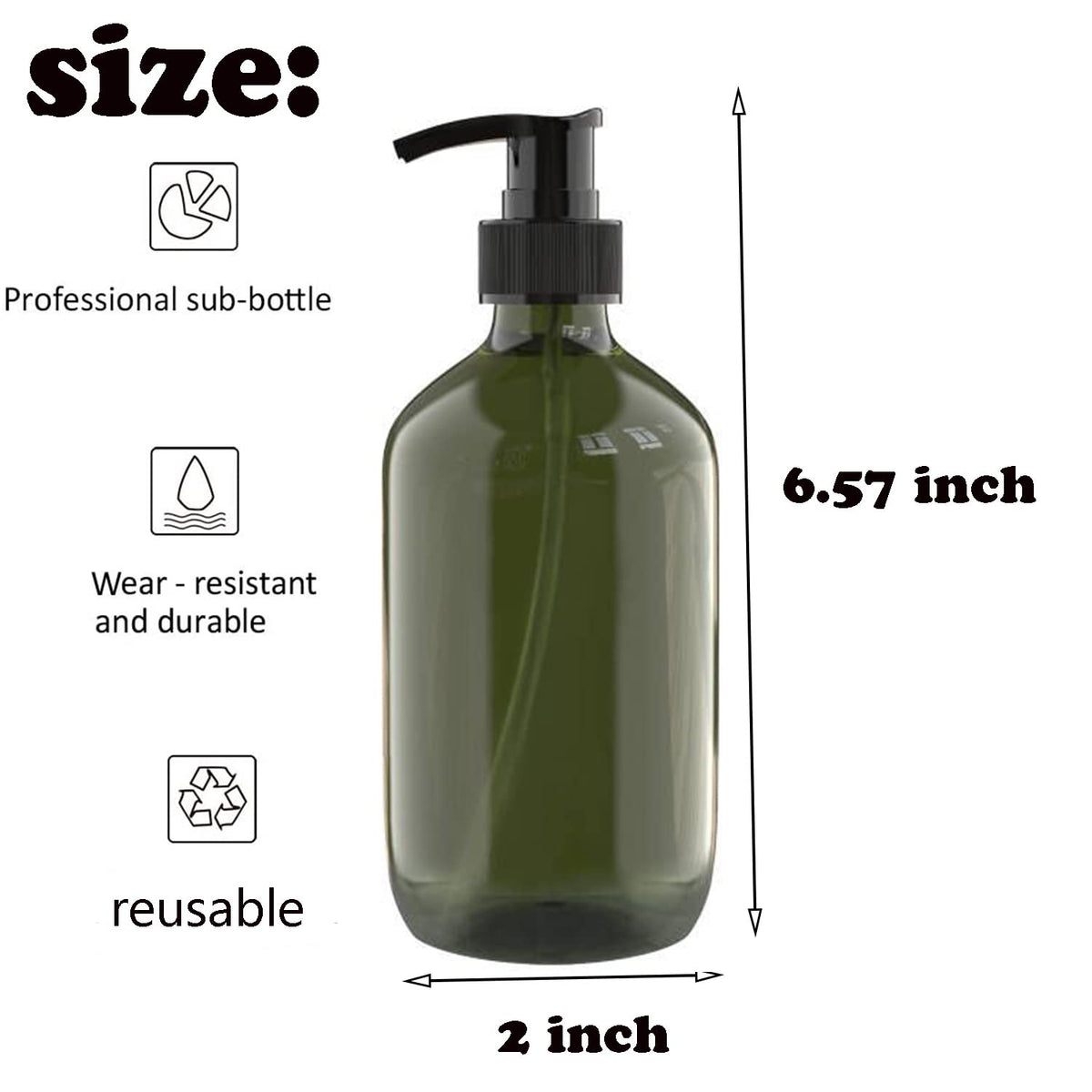 2 PCS 10 OZ Pump Bottle Plastic Pump Lotion Dispenser Empty Bottles (2 Count)